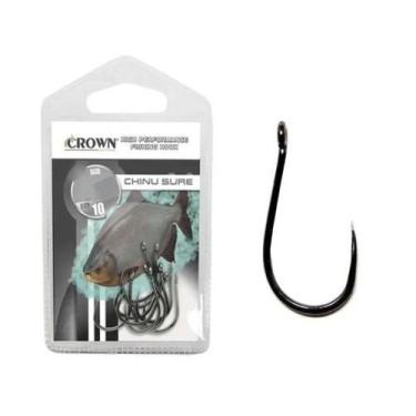 Imagem de Kit 10 Anzol Pesca S/ Farpa Fisga Chinu Sure Black N10 Crown
