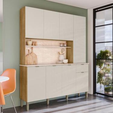 Imagem de Cozinha Compacta Slow 8 Portas 1 Gaveta Soft - Kits Paraná, Bege Claro