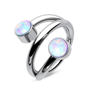 Imagem de CM Crareesi Mania Brincos de hélice opala 316L aço inoxidável cartilagem 16G Helix Piercing Joia Twist Daith Conch Piercing Jewelry, Metal, Zircônia cúbica