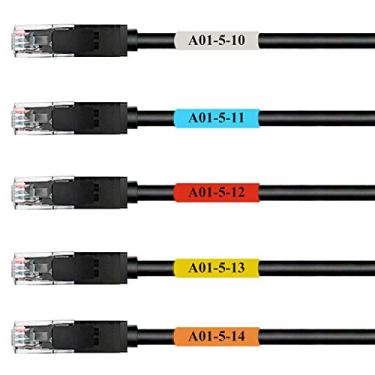 Imagem de Etiquetas de cabo autolaminantes da Mr. Label – somente impressora a laser com folha de letras – para identificação de marcas de fios, 5 Assorted Color, 25 Sheets (800 Labels)