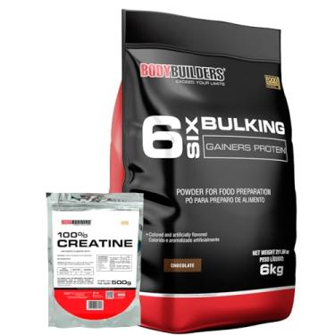 Imagem de Kit 6 Six Bulking Gainers Protein Chocolate 6kg + 100% Creatina 500g - Bodybuilders