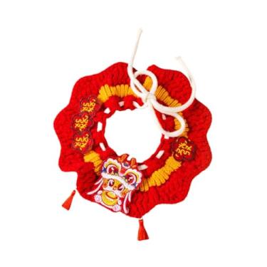 Imagem de IEUDNS Coleira de gato de tricô, babador de crochê feito à mão, colar decorativo feito à mão para gatinhos, cachecol para animais de estimação, pequenos, M