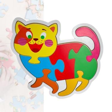 Imagem de Quebra-Cabeça Infantil Gato Gatinho Educativo de 7 Peças em MDF Adesivado