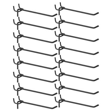 Imagem de HARFINGTON 25 peças de ganchos para prateleiras de quadro de estacas de aço inoxidável de 15 cm, suporte de pendurar para parede, ferramentas de organização para bancada, garagem, cozinha, loja, preto