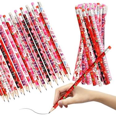 Imagem de Jgalnim 72 lápis de dia dos namorados, lembrancinhas de festa, lápis de madeira, lápis de cor em forma de coração com borrachas para presentes de festa e brindes de crianças, recompensas material