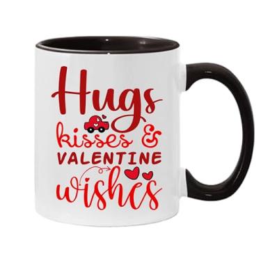 Imagem de SpreadPassion Caneca de café Hugs Kisses And Valentine Wishes, presente para namorado e namorada, ideia de presente de dia dos namorados, presente para marido e esposa, ideia de presente de