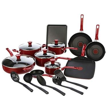 Imagem de T-fal Conjunto de panelas Everything in Kitchen para lava-louças, 20 peças, vermelho