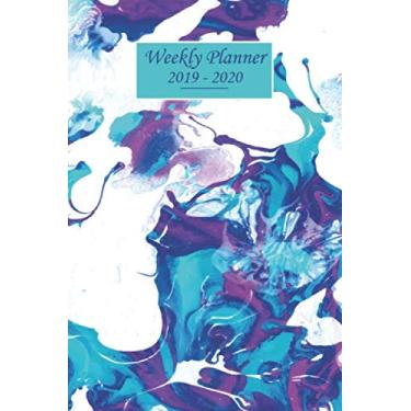 Imagem de Weekly Planner 2019-2020: Monthly Schedule - 1 week at a glance - Calendar Checklists & Notes Daily To Do’s Academic Organizer Notebook Agenda ... Acrylic Colors Watercolors Blue Purple