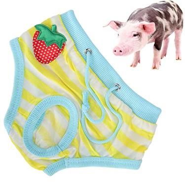 Imagem de Cão Underwear Soft and Comfortable Cotton Female Pet Sanitary Pants Puppy Physiological Pants Dog Fraldas para cães e Mini Porcos [Yellow XL] Fraldas