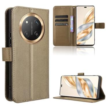 Imagem de Elubugod Capa de couro compatível com Honor X9c, compatível com Honor Magic7 Lite, capa flip de couro PU compatível com Honor X60 Pro 5G BRP-AN00 capa marrom