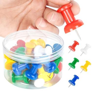 Imagem de DANRONG 30 peças de pinos jumbo para quadro de avisos, grandes tachas de polegar para parede, 4 cm, tachinhas gigantes coloridas, pinos para quadro de cortiça, mapas, fotos, pôsteres, calendário,