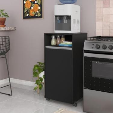 Imagem de Aparador Suporte Para Cozinha Esconde Botijão De Gás Com Porta Rodízio