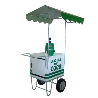 Imagem de Carrinho de água de coco rodas pneumática e suporte para gelar água + toldo desmontável Mod 4297