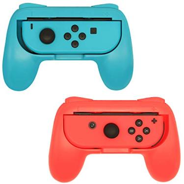 Imagem de Compatível com Nintendo Switch Joy Con, kit de alça confortável e resistente ao desgaste para controle Switch Joy Cons, 2 pacotes (vermelho e azul)
