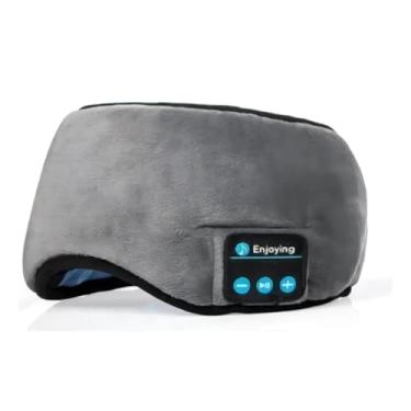 Imagem de Tapa Olho Para Dormir Máscara Com Som Bluetooth Fone De Ouvido Dormi Meditar Confortável Carrega Via Usb Cor Cinza Azul Preto (Cinza)