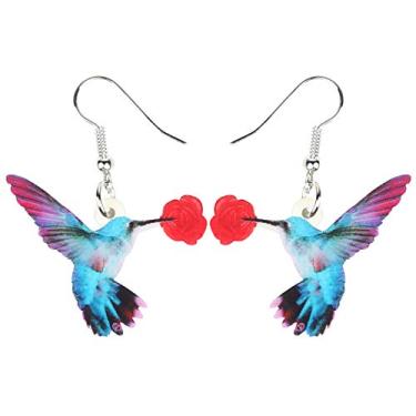 Imagem de Bonsny Brincos de beija-flor com pingente de acrílico para mulheres, meninas, crianças, pingentes de presente, Acrílico, Sem pedra preciosa