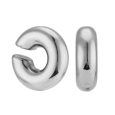 Imagem de Brincos minimalistas de cartilagem grossa para mulheres, meninas, não furados, moda, envoltório, falso, argola redonda, hipoalergênico, joia de aço inoxidável, presente, Aço inoxidável, Sem pedra