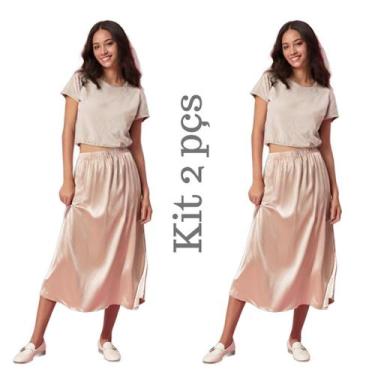 Imagem de Kit 2 Tops De Manga Segunda Pele Croped - c&c, 2 beges, GG