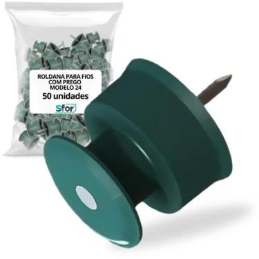 Imagem de Kit c/50 roldana para fios com prego verde modelo 24 sfor - SFORPLAST