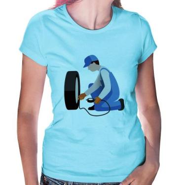 Imagem de Baby Look Borracharia - Foca na Moda, Azul bebê, G