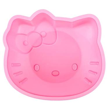 Imagem de Forma de bolo de gato, molde de silicone de 15 cm, molde de bolo de fondant, decoração de aniversário, enfeite de cupcake de chocolate doce para decoração e ferramentas de cozimento DIY (rosa)