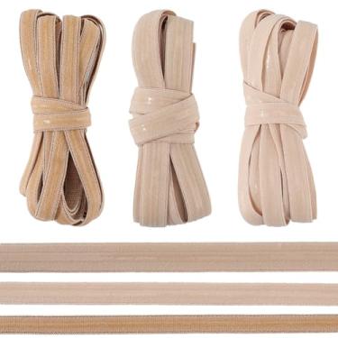 Imagem de GORGECRAFT 3 rolos de fita elástica antiderrapante de 11 meses com borracha 10 mm, 12 mm, 15 mm de largura, correias de fibra para costura, artesanato, faixa de cabeça, roupas, peruca esportiva,