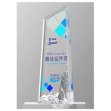 Imagem de Bespoke Crystal Trophy - Prêmio luxuoso para vencedores de competições, reuniões corporativas e reconhecimento de funcionários - Pico de distinção (2, 23,5 x 9 cm)