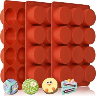 Imagem de HKNMTT Moldes de silicone Oreo, 2 peças, cilindro redondo de 12 cavidades de 5,3 cm, molde de biscoito Oreos coberto com chocolate, moldes antiaderentes de grau alimentício para doces artesanais,