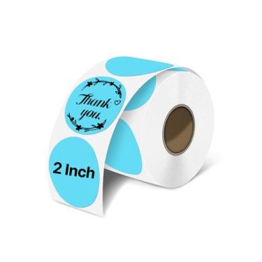Imagem de Etiquetas Adesivas Térmicas iEager - 500 Unidades - Círculo Azul (5cm)