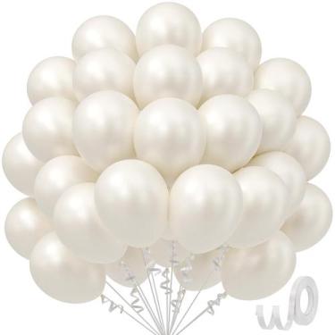 Imagem de Balões de Festa Latex Perolizados Brancos - 50 Unidades - 30cm
