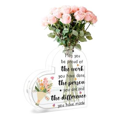 Imagem de Beshoul Vaso de coração, vaso acrílico em forma de coração para flores, presentes de agradecimento para mulheres, chefe, colegas de trabalho, líder, professora, vaso decorativo de acrílico