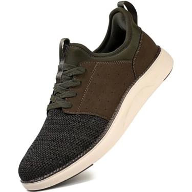 Imagem de YOLARK Sapato social masculino casual, moderno, leve, respirável, para caminhada, academia, tênis, atlético, Verde, 41