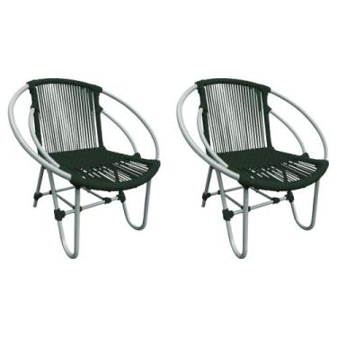 Imagem de Kit 2 Cadeiras Decorativa Julia em Corda Náutica e Base em Alumínio Ci