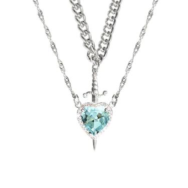 Imagem de vdwv Colar feminino com pingente de adaga de coração de zircónio vermelho com personalidade e espada gótica para casal, Large, Aço inoxidável, Sem Pedra Preciosa