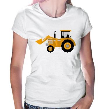 Imagem de Baby Look Trator Pá Carregadeira Amarelo - Foca na Moda, Branco, GGG