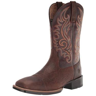 Imagem de ARIAT Bota masculina cano cano alto Lasco Ultra Performance Western Bico quadrado largo, Barra superior marrom/barril marrom, 10.5 Big Kid