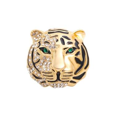 Imagem de Broche de tigre premium com strass dourado prateado broche de cabeça de tigre alfinetes de lapela vintage estilo punk broche animal dominador legal broche de tigre roupas chapéus bolsas ternos