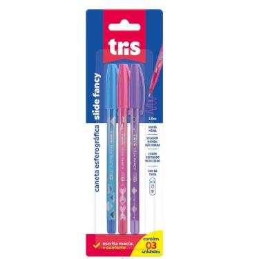 Imagem de Caneta Tris Slide Fancy 1.0mm 3 Cores Blistada
