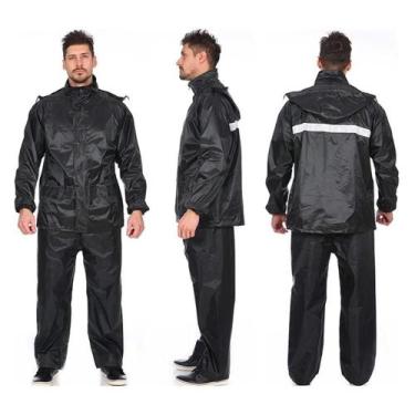 Imagem de Conjunto Capa De Chuva Motoqueiro Com Faixa Luminosa E Capuz - Empório