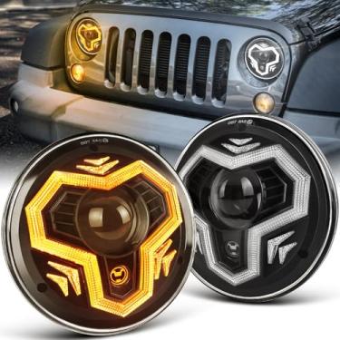 Imagem de POVTOR Faróis de LED de 17 cm, conjuntos de faróis H6024 1000% brilhantes e antirreflexo com feixe de seta DRL Hi/Lo compatível com Jeep Wrangler JK JKU TJ LJ CJ Mazda Miata Chevy Ford Hummer H1 H2