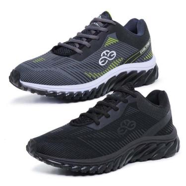 Imagem de Kit 2 Tênis Masculino Esportivo Evoltenn Tube Runner, Cinza, Black, 39