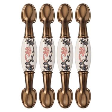 Imagem de 4 Conjuntos de Gabinete Vintage Rabanados R Simples Hardware de Porta de Gabinete de Gaveta de Gabinete de Cerâmica de Cerâmica para a Cozinha de Cozinha Handlet Handletlesvintage Gabinete de Gabinete