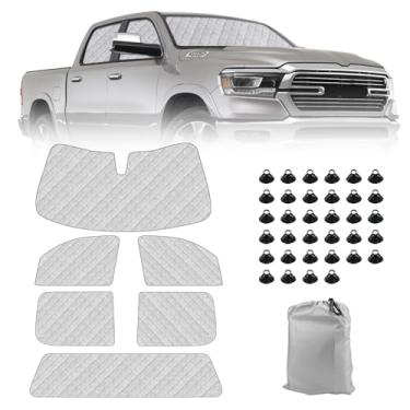Imagem de Federedevo Dodge Ram 1500 Conjunto de 6 peças para sombra solar 2019-2023 | Kit de isolamento térmico de cabine completa | Capas de janela com isolamento térmico | Bloqueador de UV + capas de