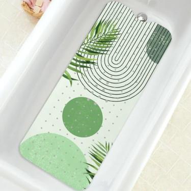 Imagem de Tapete de banheira antiderrapante, tapete de banheira extra longo Bohemia, tapete de chuveiro com ventosas e orifícios de drenagem para adultos, crianças, idosos, 101 x 40 cm