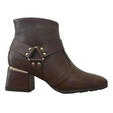 Imagem de Bota Cano Curto Salto Bloco Feminino Modare 7082.104 Marrom-Feminino