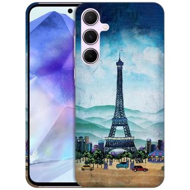 Imagem de GlamCase Compatível com Samsung Galaxy A35 5G - Torre Eiffel Paris Montanha Cidade Impressa Fina e Elegante Bonito Plástico Rígido Designer Capa de Telemóvel Traseira para Samsung A35 5G Branca
