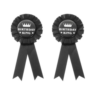 Imagem de PATIKIL Fita BIRTHDAY King, broche de crachá de folha de flandres em tecido de cetim para mulheres broche presentes decoração de festa, preto/branco, 5.9inch, Poliéster, Liga metálica.