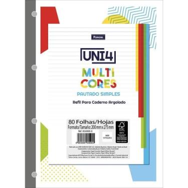 Imagem de Folha para Fichário Multi Cores Uni4 80 Folhas - Foroni