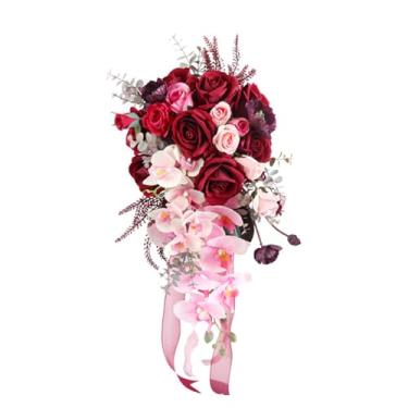 Imagem de GMBYLBY Conjunto de flores artificiais de casamento para buquê de casamento, lindo broche de flores, arranjos de peças centrais
