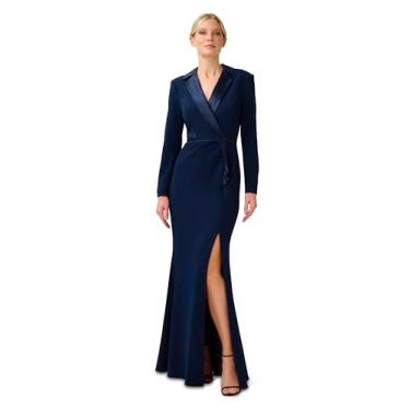 Imagem de Adrianna Papell Vestido feminino de smoking crepe, Meia-noite, 48